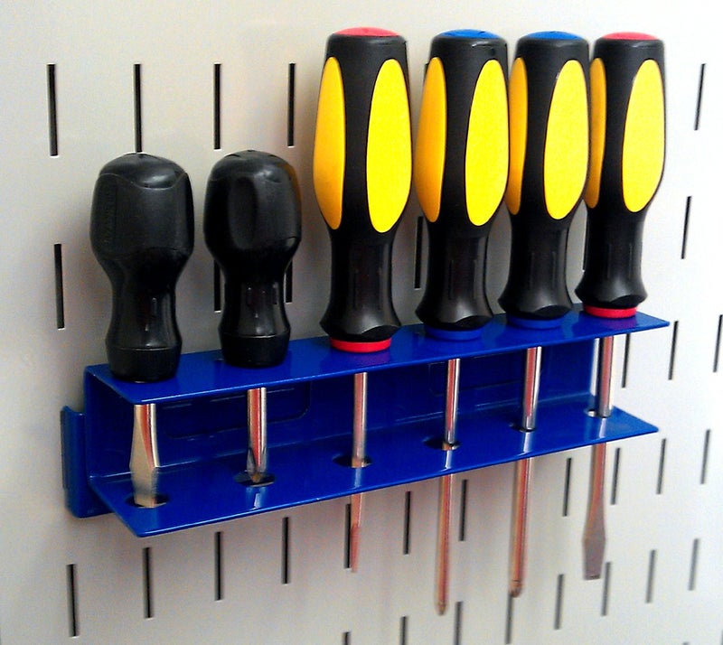 Wall Control Screwdriver Holder Bracket Slotted Metal Pegboard Accessory Slotted Tool Board - Blue - Image 3